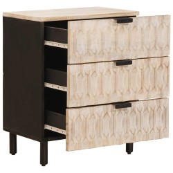 Cabinet de chevet Blanc 50 x 33 x 62 cm Bois de mangue massif 617613617613