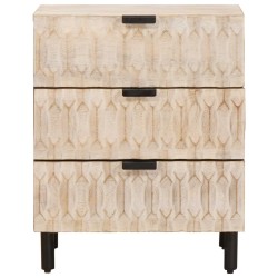 Cabinet de chevet Blanc 50 x 33 x 62 cm Bois de mangue massif 617613617613