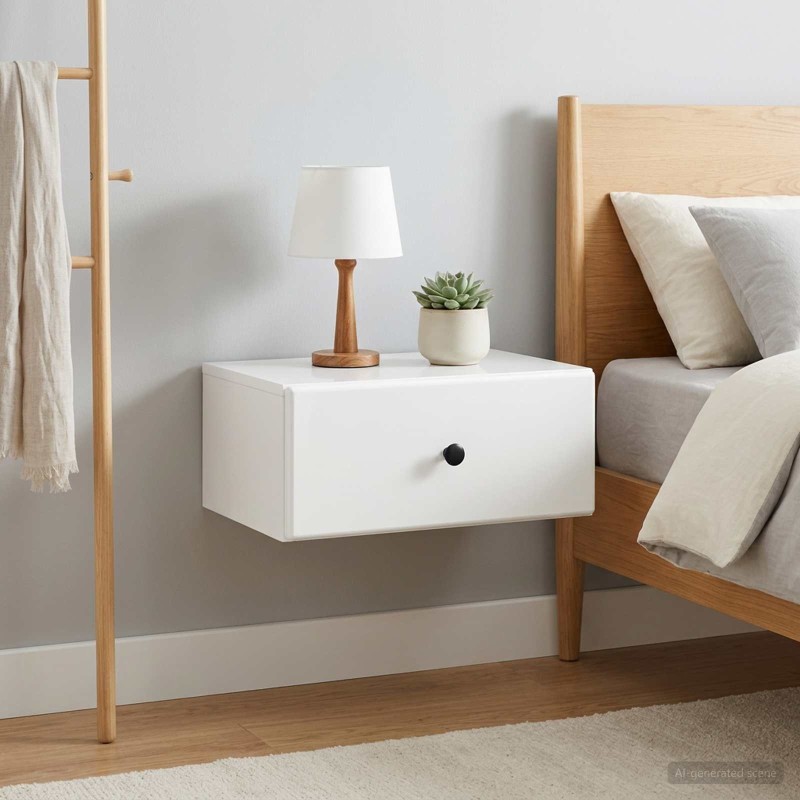 Cabinet de chevet mural 2 pcs Blanc brillant 49 x 34,5 x 20 cm 617616617616