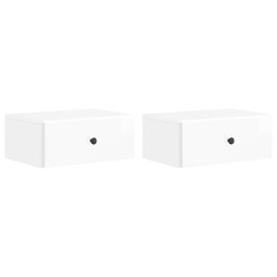 Cabinet de chevet mural 2 pcs Blanc brillant 49 x 34,5 x 20 cm 617616617616