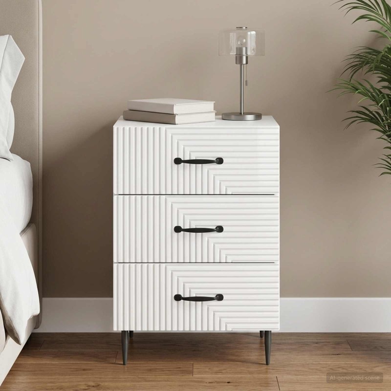 Cabinet de chevet avec tiroir Blanc brillant 43 x 41 x 66,5 cm 617617617617