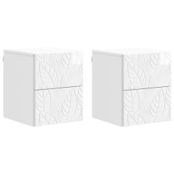Cabinet de chevet mural 2 pcs Blanc brillant 34,5 x 33 x 40 cm 617632617632