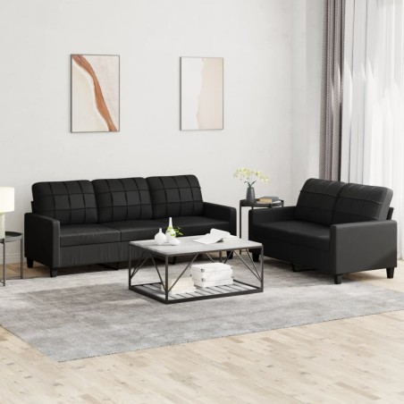 Ensemble de canapés 2 pcs avec coussins Noir Similicuir 617639617639