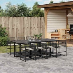 Ensemble à manger de jardin 9pcs coussins noir résine tressée 617640617640