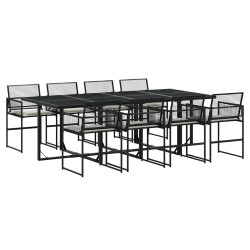 Ensemble à manger de jardin 9pcs coussins noir résine tressée 617640617640