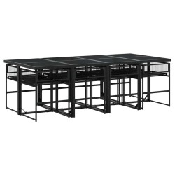 Ensemble à manger de jardin 9pcs coussins noir résine tressée 617640617640