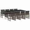 Ensemble à manger de jardin 9 pcs coussins gris résine tressée 617650617650