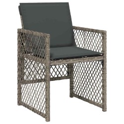 Ensemble à manger de jardin 9 pcs coussins gris résine tressée 617650617650