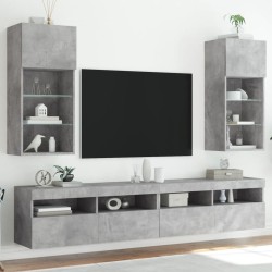 Meubles TV avec lumières LED 2 pcs gris béton 40,5x30x90 cm 617659617659