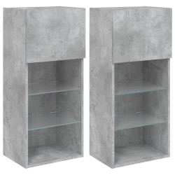 Meubles TV avec lumières LED 2 pcs gris béton 40,5x30x90 cm 617659617659