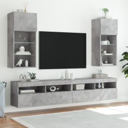 Meubles TV avec lumières LED 2 pcs gris béton 40,5x30x90 cm 617659617659