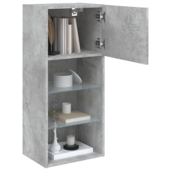 Meubles TV avec lumières LED 2 pcs gris béton 40,5x30x90 cm 617659617659