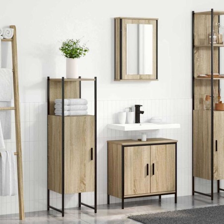 Ensemble de mobilier de salle de bain avec étagère 3 pcs Marron 617661617661