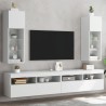 Meubles TV avec lumières LED 2 pcs blanc 30,5x30x90 cm 617673617673