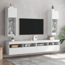 Meubles TV avec lumières LED 2 pcs blanc 30,5x30x90 cm 617673617673