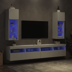 Meubles TV avec lumières LED 2 pcs blanc 30,5x30x90 cm 617673617673