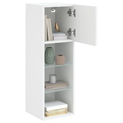 Meubles TV avec lumières LED 2 pcs blanc 30,5x30x90 cm 617673617673