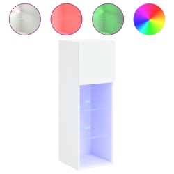 Meubles TV avec lumières LED 2 pcs blanc 30,5x30x90 cm 617673617673