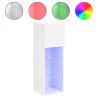 Meubles TV avec lumières LED 2 pcs blanc 30,5x30x90 cm 617673617673