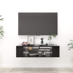 Meuble TV suspendu Noir 100x30x26,5 cm Bois d’ingénierie 617680617680