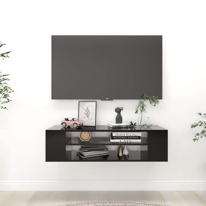 Meuble TV suspendu Noir 100x30x26,5 cm Bois d’ingénierie 617680617680