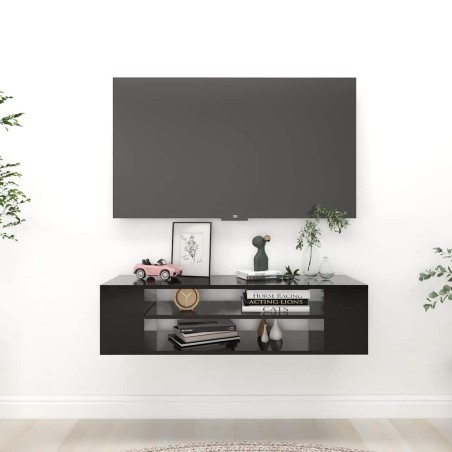 Meuble TV suspendu Noir 100x30x26,5 cm Bois d’ingénierie 617680617680