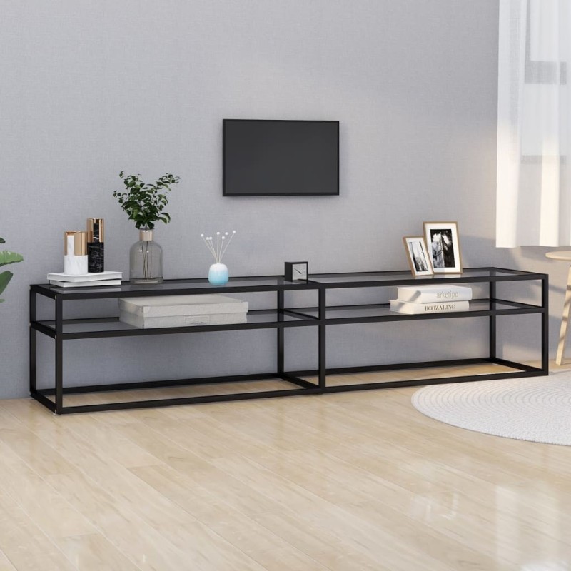 Meuble TV transparent 200x40x40,5 cm verre trempé 617693617693