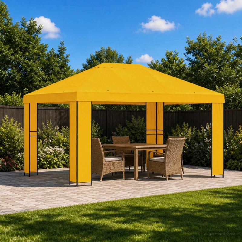 Pavillon 4 × 3 m Jaune Polyester et Acier 190 gsm 617696617696