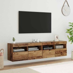 Meubles TV muraux avec LED 2 pcs Bois Ancien 80 x 30 x 40 cm 617698617698
