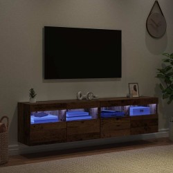 Meubles TV muraux avec LED 2 pcs Bois Ancien 80 x 30 x 40 cm 617698617698