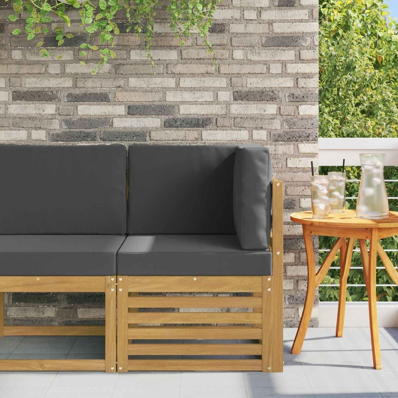Canapé d'angle extérieur Bois d'Acacia Massif Blanc 617718617718