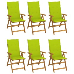 Chaises pliables de jardin lot de 6 avec coussins Bois d'acacia 617725617725