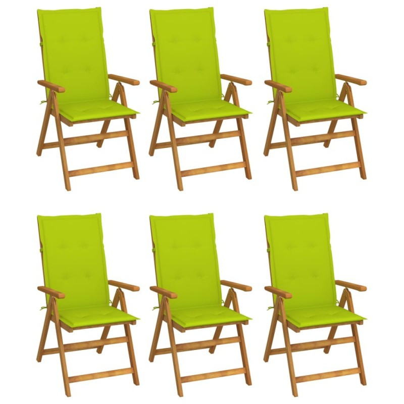 Chaises pliables de jardin lot de 6 avec coussins Bois d'acacia 617725617725