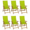 Chaises pliables de jardin lot de 6 avec coussins Bois d'acacia 617725617725