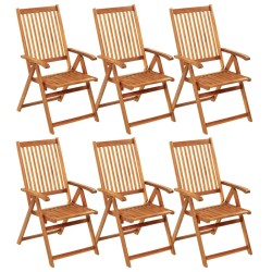 Chaises pliables de jardin lot de 6 avec coussins Bois d'acacia 617725617725