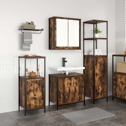 Ensemble de mobilier de salle de bain 3 pcs Chêne fumé et noir 617727617727