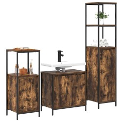Ensemble de mobilier de salle de bain 3 pcs Chêne fumé et noir 617727617727