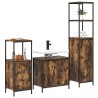 Ensemble de mobilier de salle de bain 3 pcs Chêne fumé et noir 617727617727