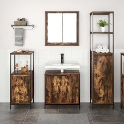 Ensemble de mobilier de salle de bain 3 pcs Chêne fumé et noir 617727617727
