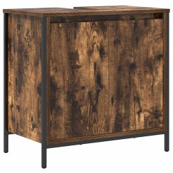 Ensemble de mobilier de salle de bain 3 pcs Chêne fumé et noir 617727617727