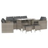 Salon de jardin 6 pcs avec coussins gris clair résine tressée 617763617763