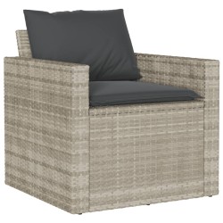 Salon de jardin 6 pcs avec coussins gris clair résine tressée 617763617763