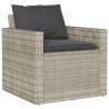 Salon de jardin 6 pcs avec coussins gris clair résine tressée 617763617763
