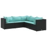 Salon de jardin 5 pcs avec coussins Noir Résine tressée 617764617764