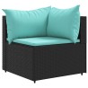 Salon de jardin 5 pcs avec coussins Noir Résine tressée 617764617764
