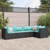 Salon de jardin 5 pcs avec coussins Noir Résine tressée 617766617766