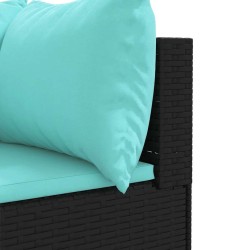 Salon de jardin 5 pcs avec coussins Noir Résine tressée 617767617767
