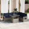Salon de jardin avec coussins 7 pcs gris résine tressée 617776617776