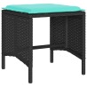 Salon de jardin 4 pcs avec coussins noir résine tressée 617779617779