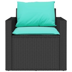 Salon de jardin 4 pcs avec coussins noir résine tressée 617779617779